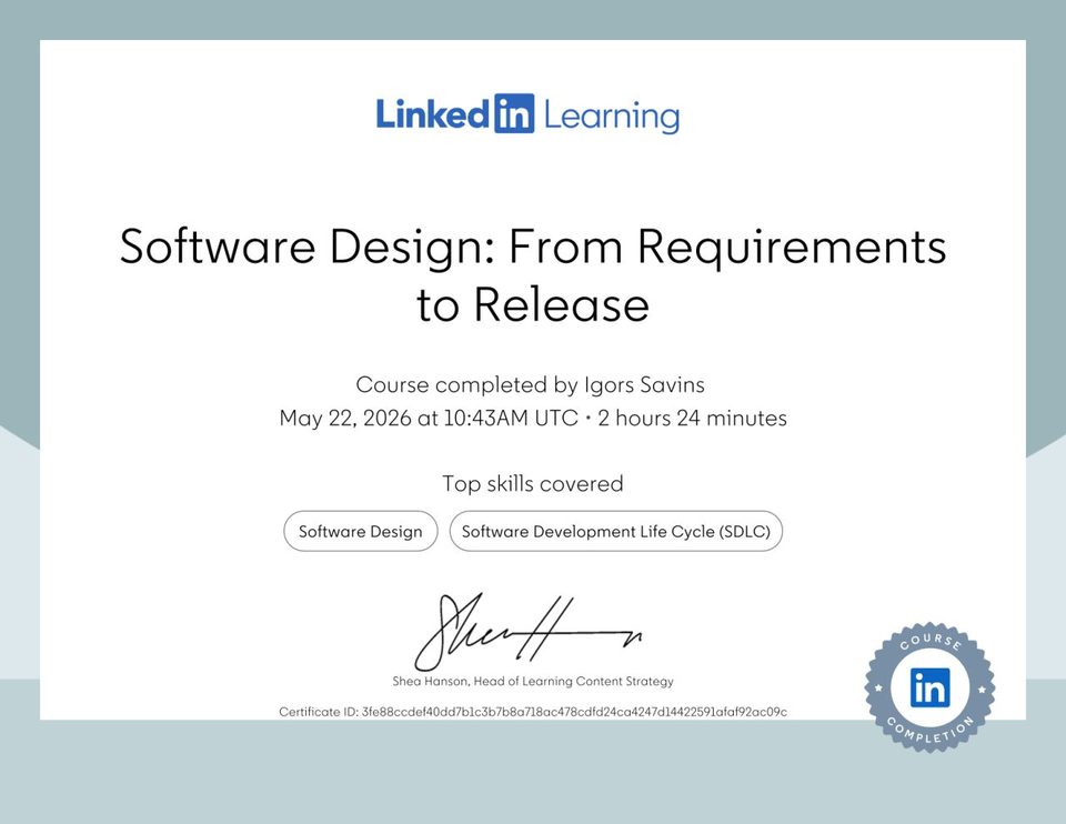 Software Design: From Requirements to Release
