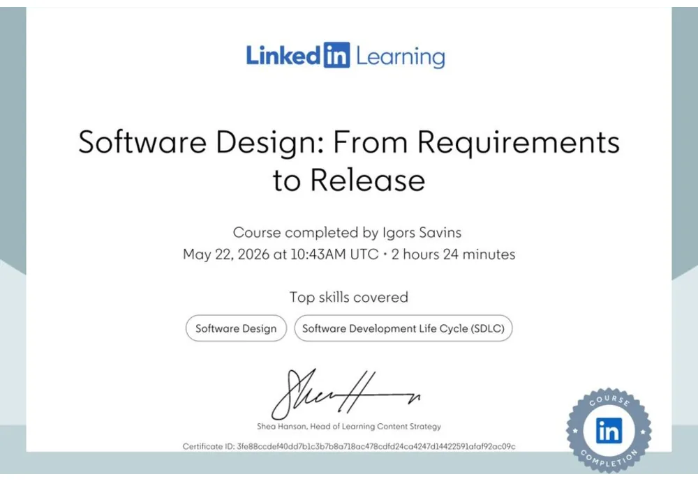 Software Design: From Requirements to Release